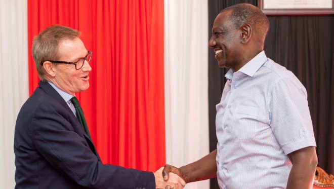 Image of President William Ruto with British High Commissioner to Kenya Neil Wigan