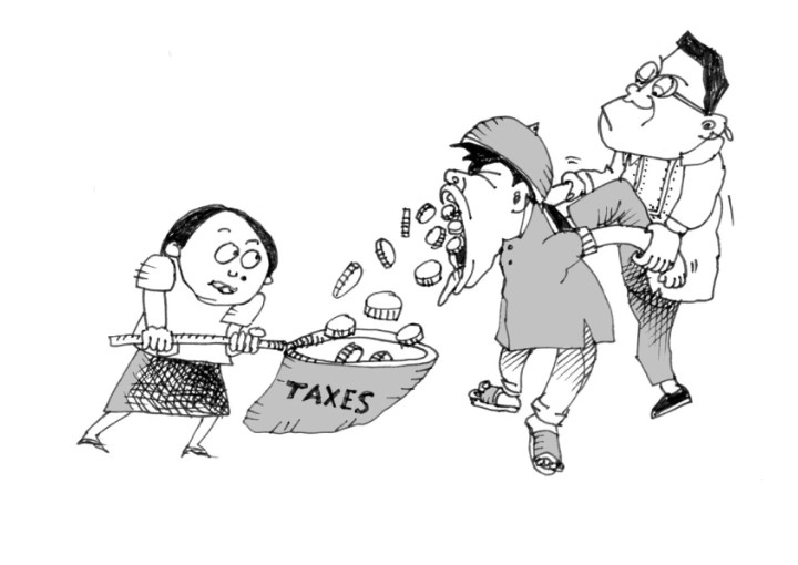 Cartoon image of KRA collecting taxes from citizens