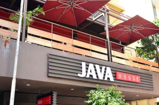 A photo of Java House logo on a building in Nairobi,CBD