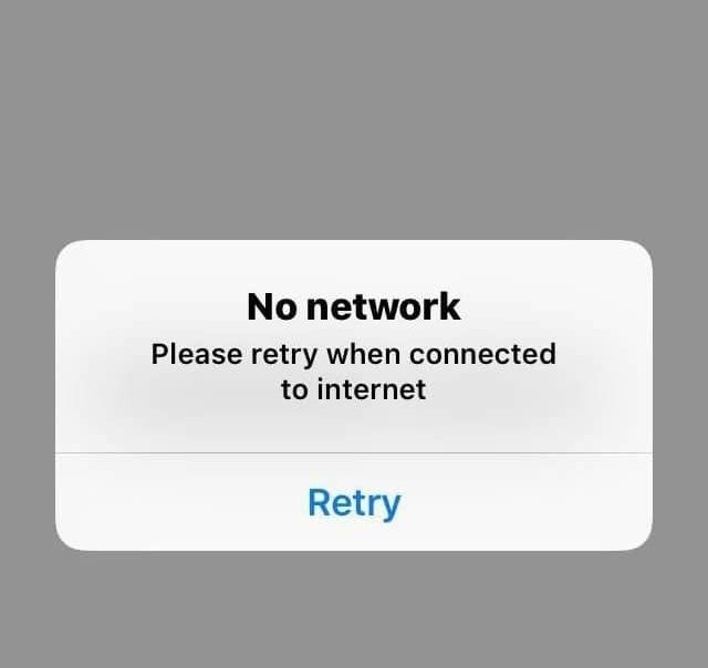 Display of no internet connection on a phone screen