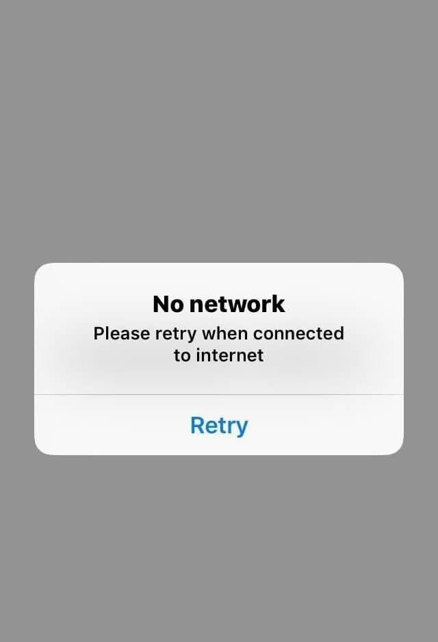 Display of no internet connection on a phone screen